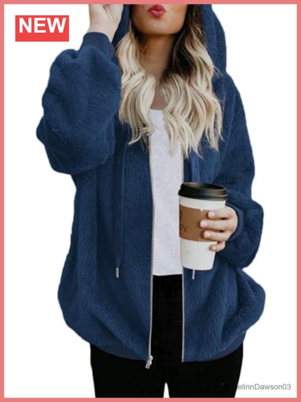 Oversized Sherpa Fleece Zip Up Hoodie Jacket with Pockets Warm Winter Coat